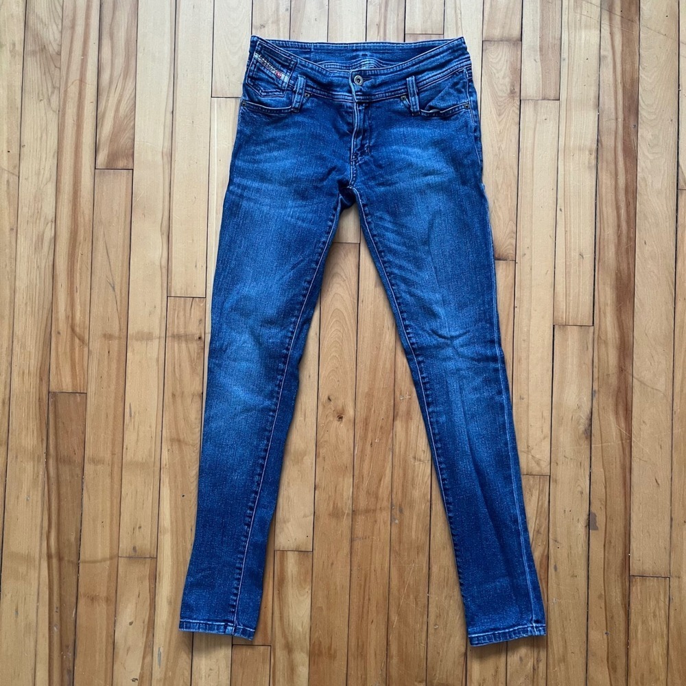 Diesel Industry Slim Skinny Jeans Blue Medium Wash Low Rise Size w30